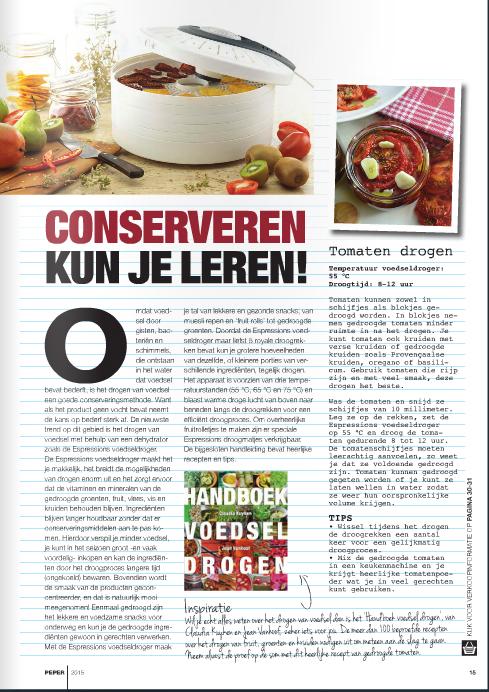 Handboek voedsel drogen Claudia Kuyken in Peper magazine